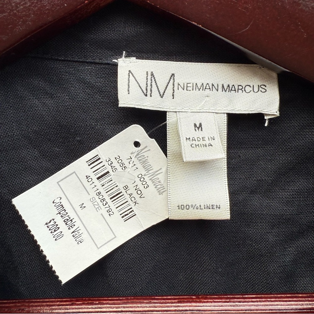 Neiman Marcus Black Linen Blouse - Picture 2 of 5
